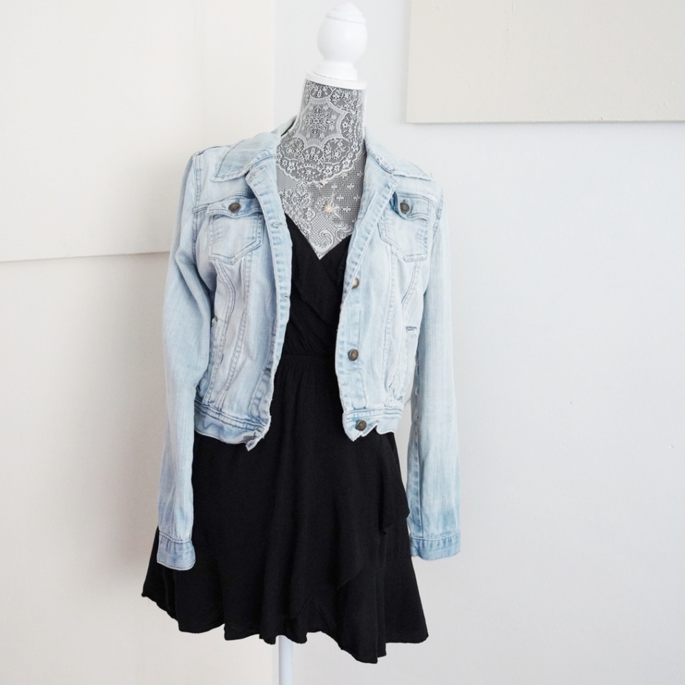 Distressed Denim Light Wash Jean Jacket